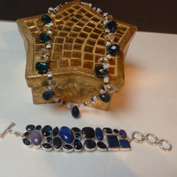 ROYAL BLUE BEL AIR HIGHWAY STYLE HEAVY NECKLACE AND BRACELET